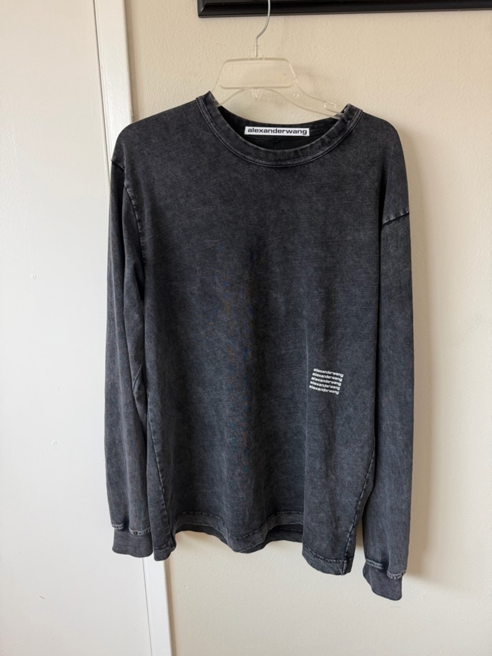 Alexander Wang Washed Black Long-Sleeve Crewneck Tee